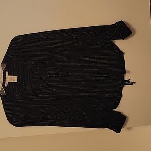 American Rag black with gold threads holiday blouse